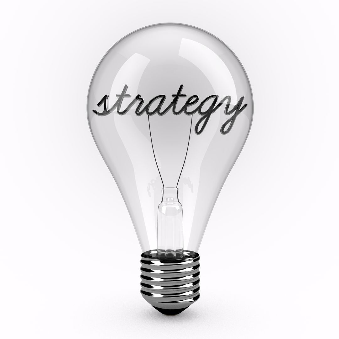 light bulb with "strategy" written inside it
