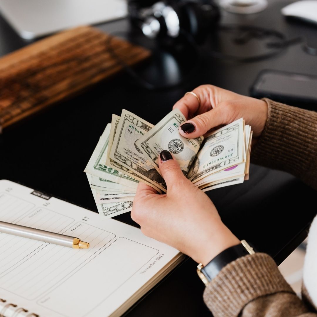 Business owner counting money