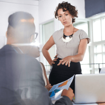 Business owner managing conflict with team members