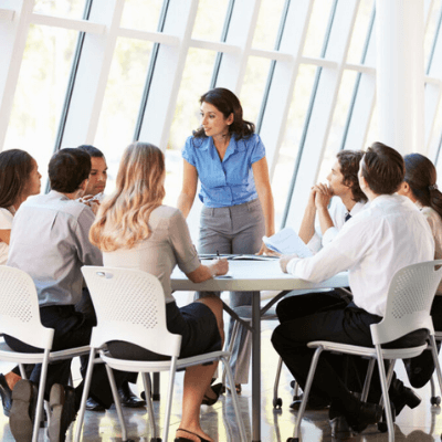 Business woman leading a meeting