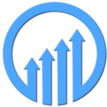 Uplevel Your Business logo featuring upward arrows in a blue circle, symbolizing growth and success in business management and profitability.