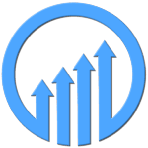 Logo of Upleveling Your Business featuring upward arrows in a blue circular design, symbolizing growth and productivity enhancement for entrepreneurs.