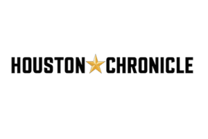 Houston Chronicle logo featuring bold black text with a gold star, representing media presence and credibility for Kristen David's business, Upleveling Your Business.