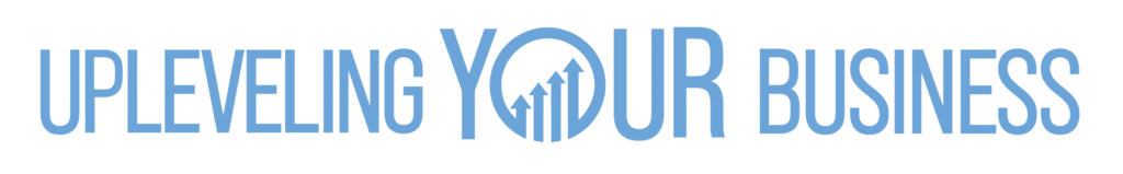 Upleveling Your Business logo featuring stylized text and a graph icon, representing data-driven leadership for entrepreneurs.