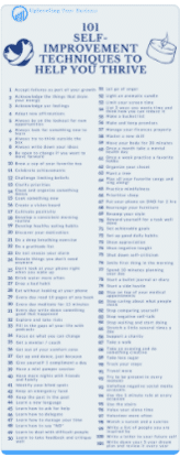 101 self-improvement techniques list for personal growth and business success.