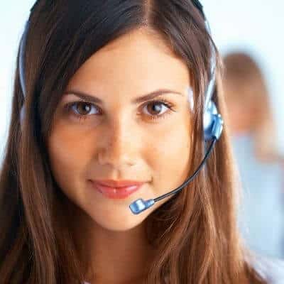 smiling professional woman with a headset
