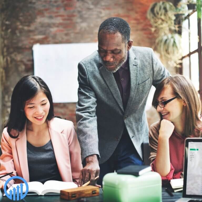 diverse sales team working on a project