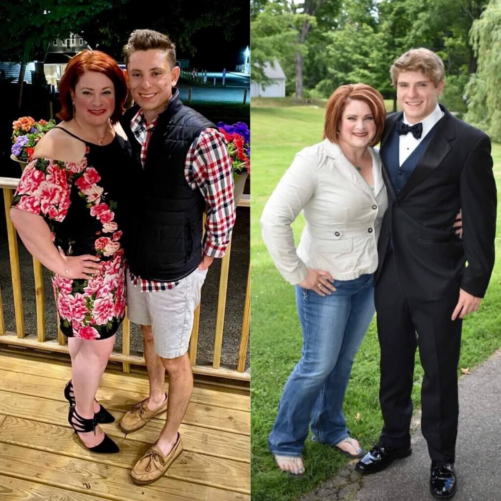 Jaclyn DuBois-Zolnik posing with two young men in formal and casual attire, highlighting her personal connections and family-oriented lifestyle.