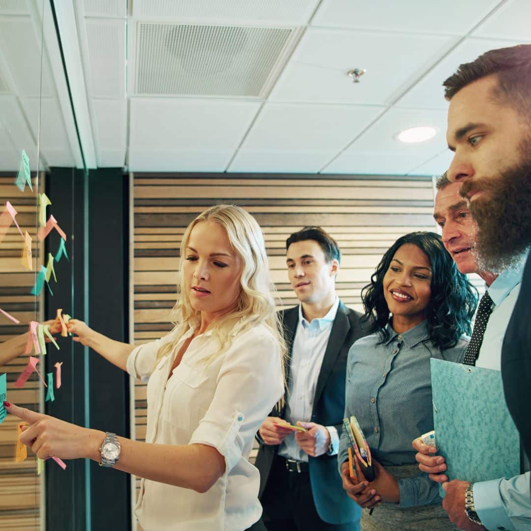 A collaborative professional team refining project workflows