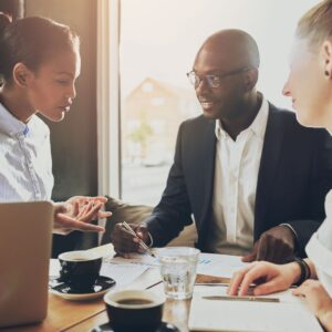Members of a business team working on a project