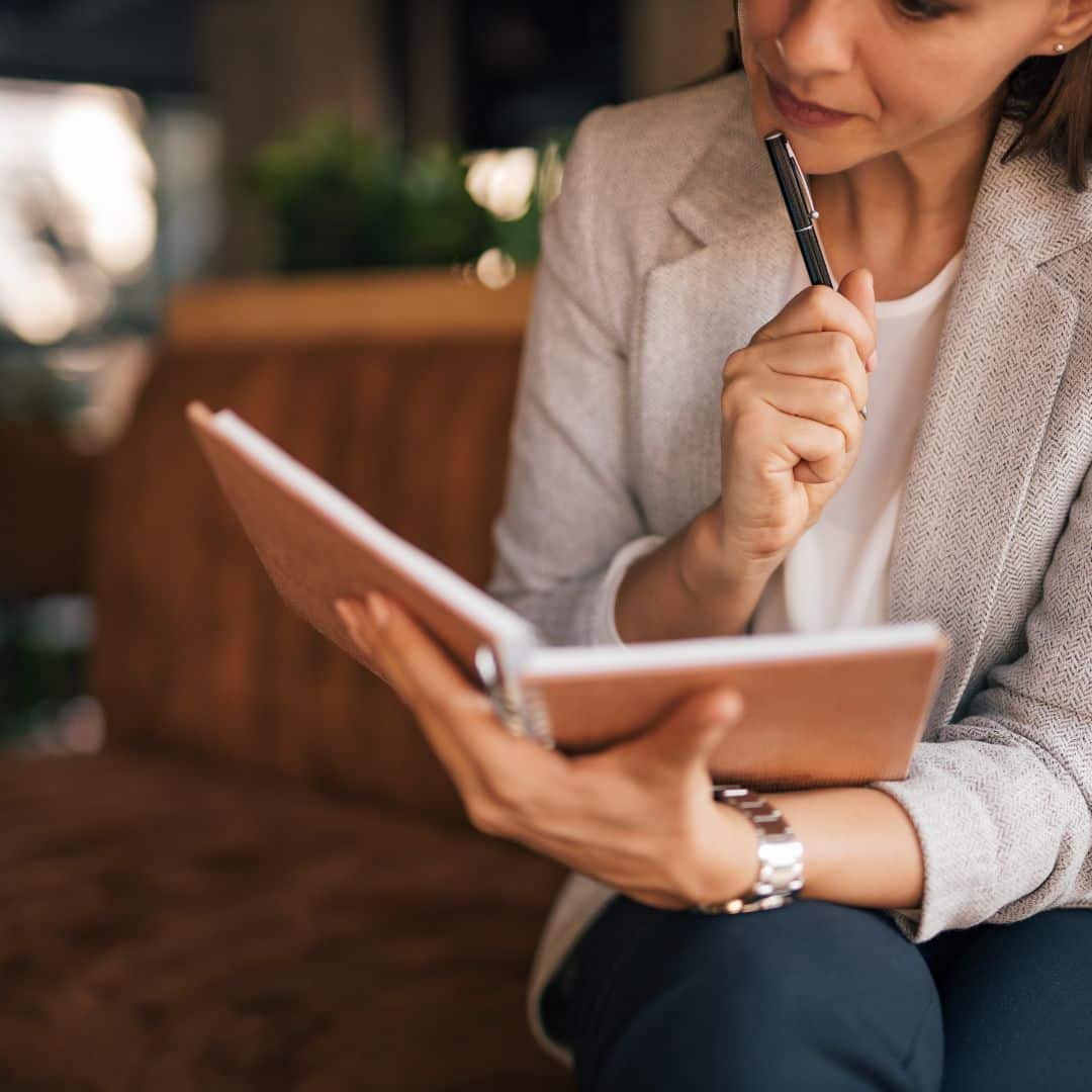 A small business owner working on her business plan.