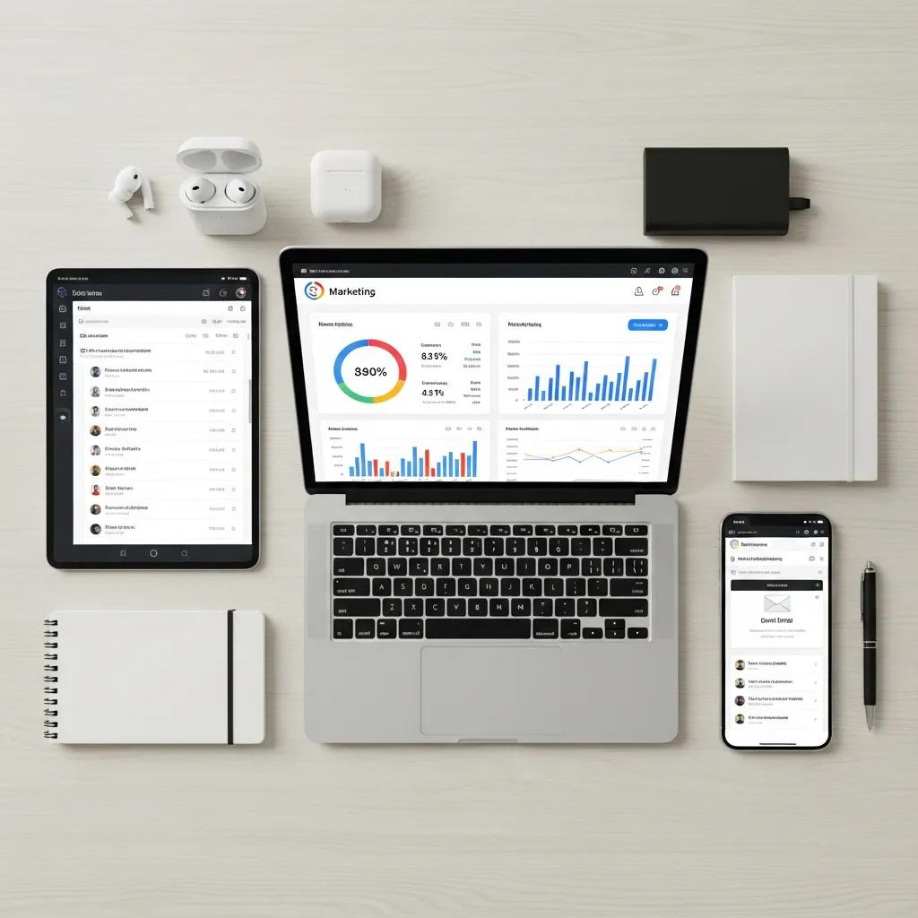 Modern digital tools for sales and marketing automation displayed in a clean workspace